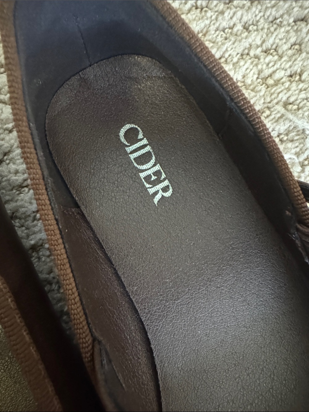 Cider Brown Mary Jane Ballet Flats with Bow Accent - Picture 2 of 3